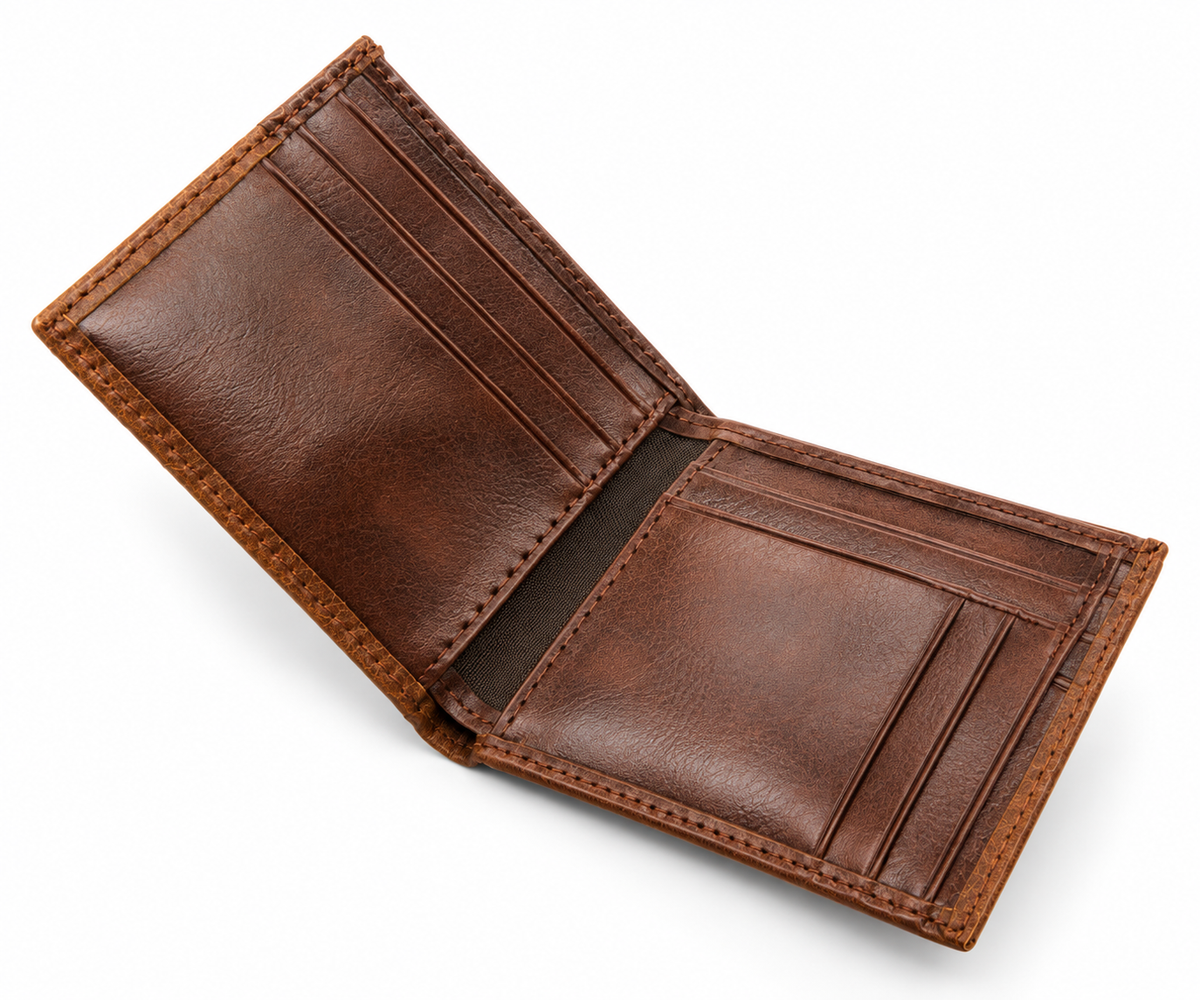 Men's Two-Tone Diamond Concho Bifold Wallet - open interior
