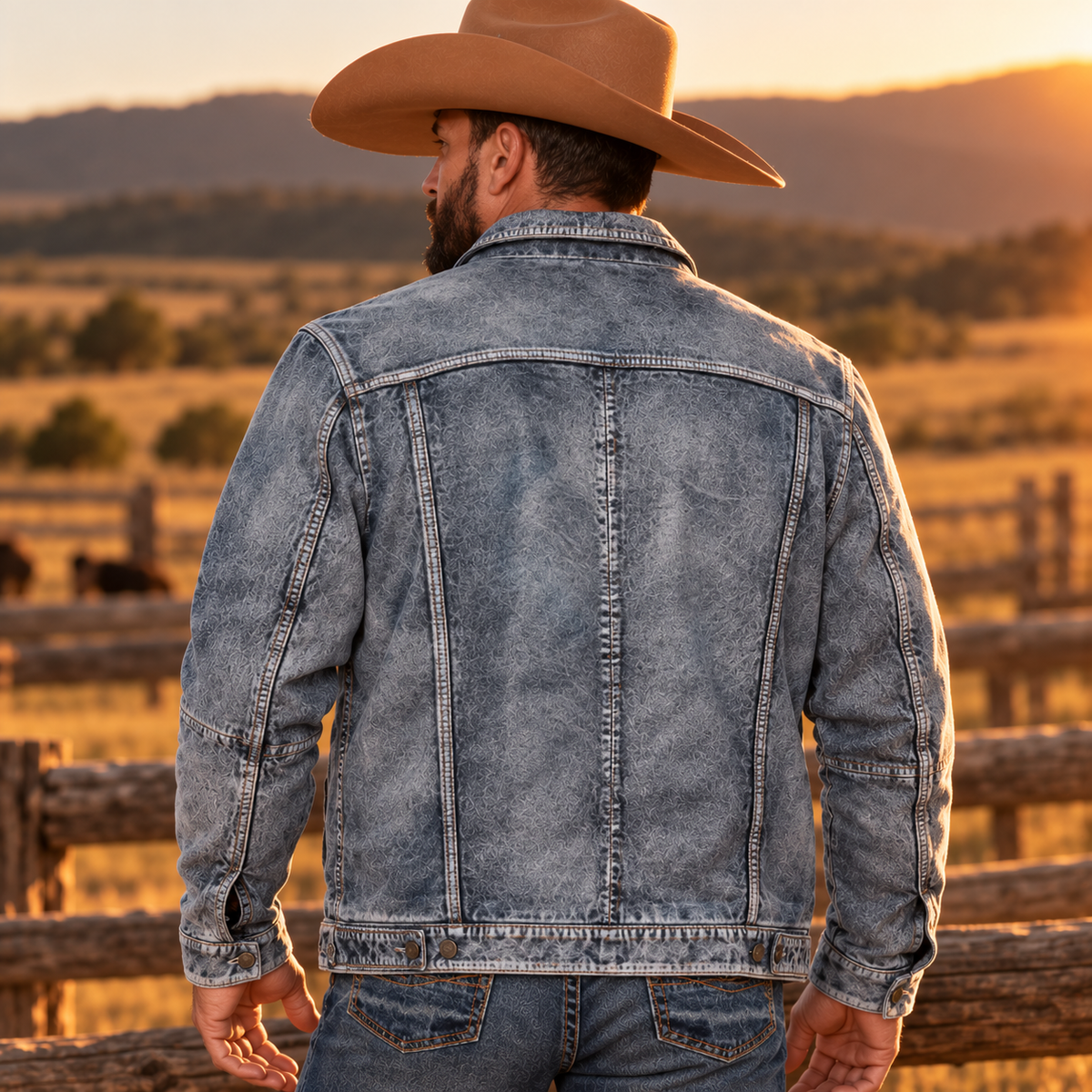 Men's Vintage Wash Trucker Jacket - back view