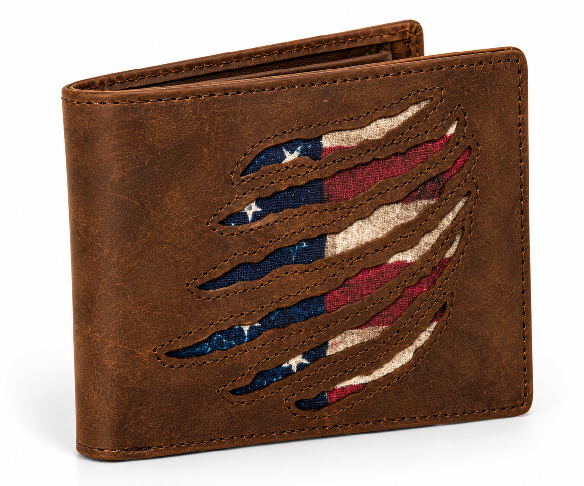 Men's American Flag Slash Bifold Wallet - closed view