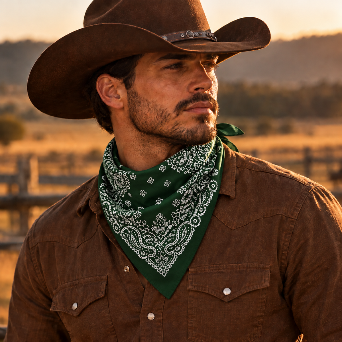 Western Paisley Bandana - green