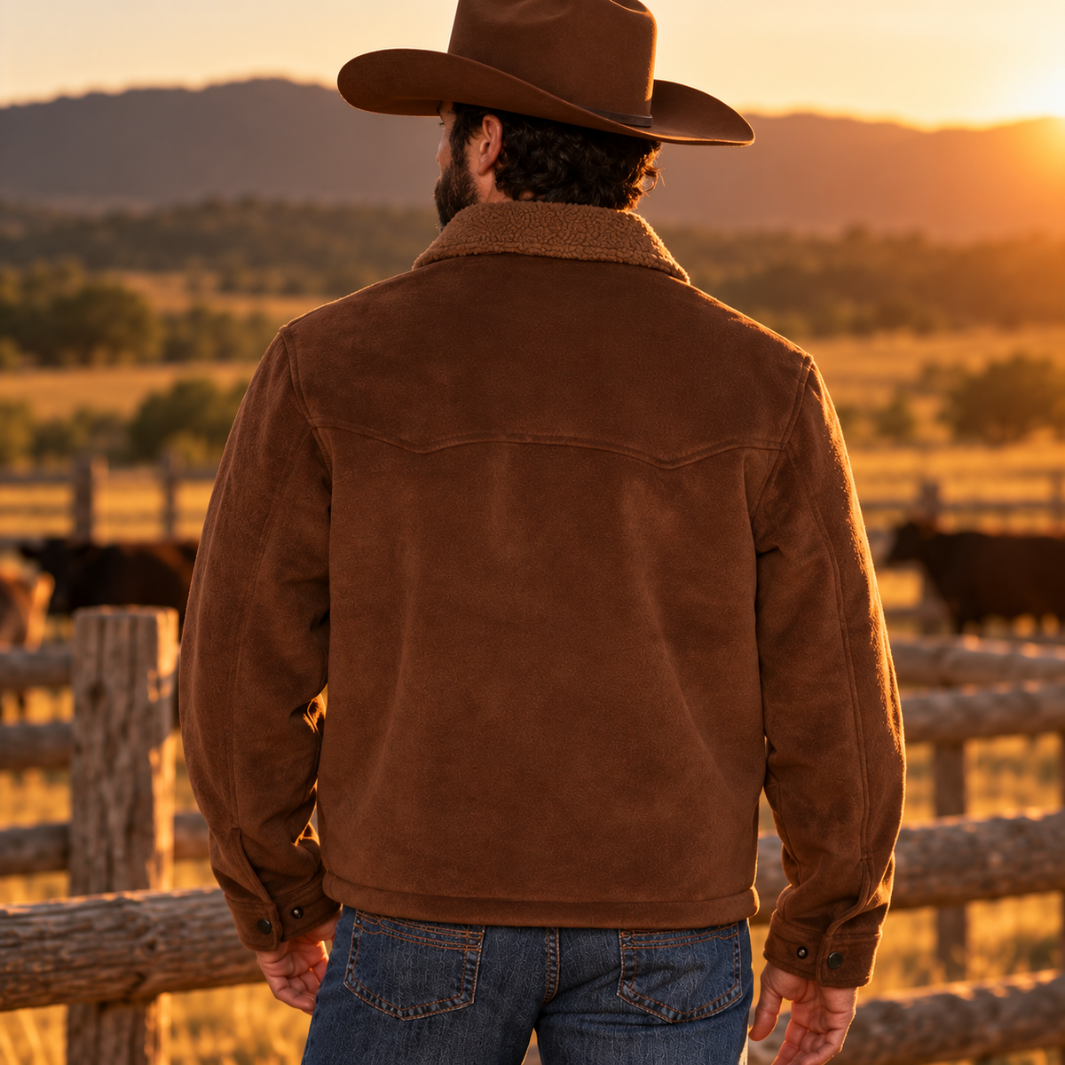 Men's Western Yoke Zip Jacket - back view