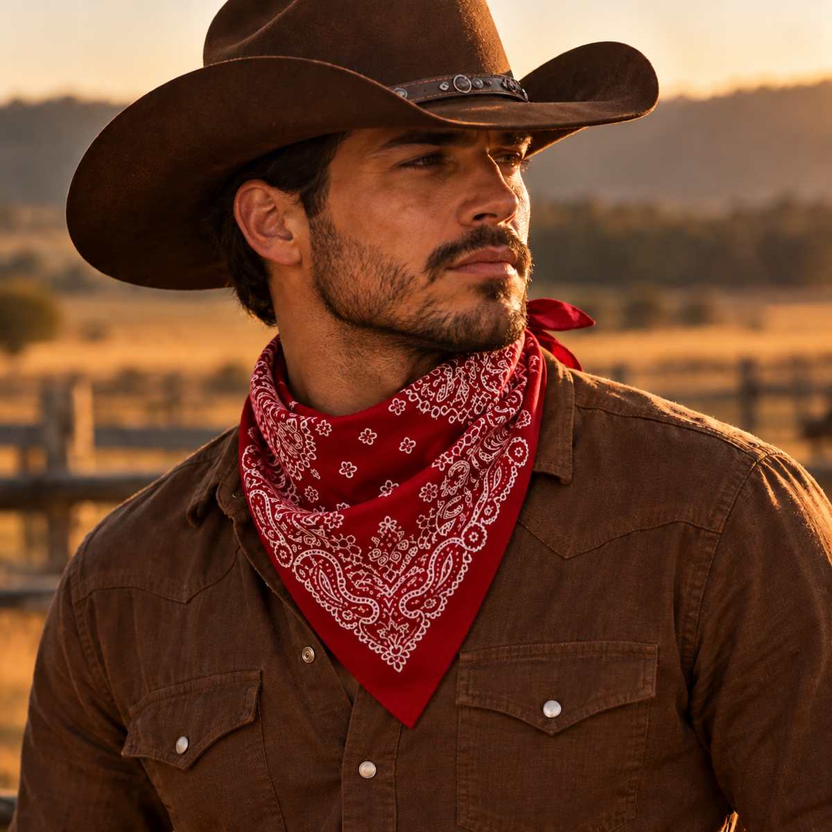 Western Paisley Bandana - red