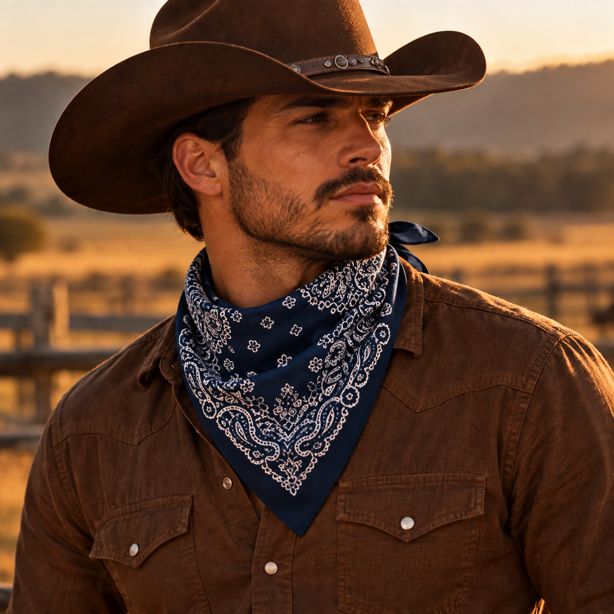 Western Paisley Bandana - blue