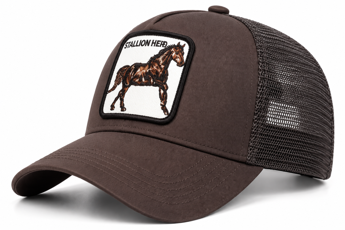 Men's Stallion Patch Trucker Cap - brown