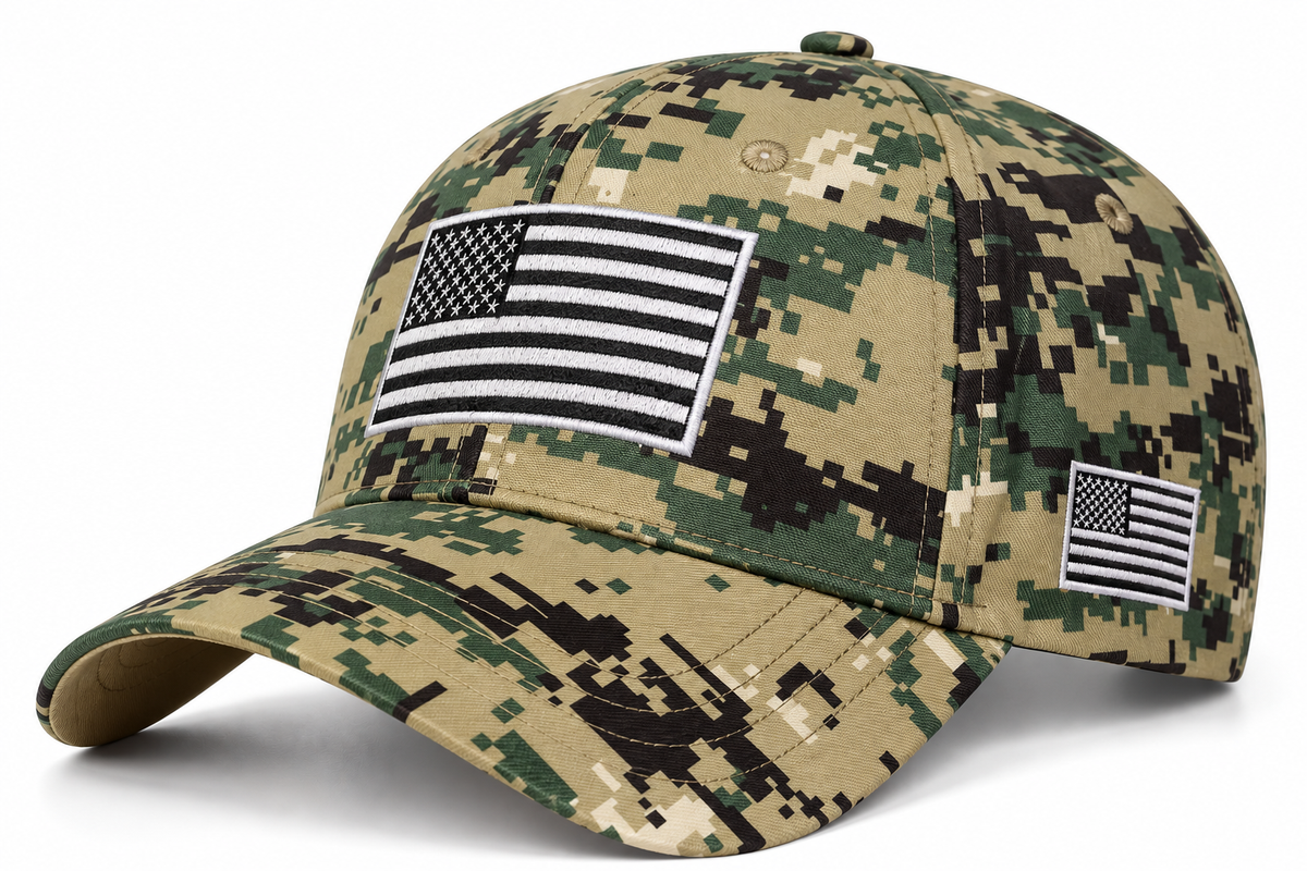 Men's Tactical Flag Patch Cap - camouflage green