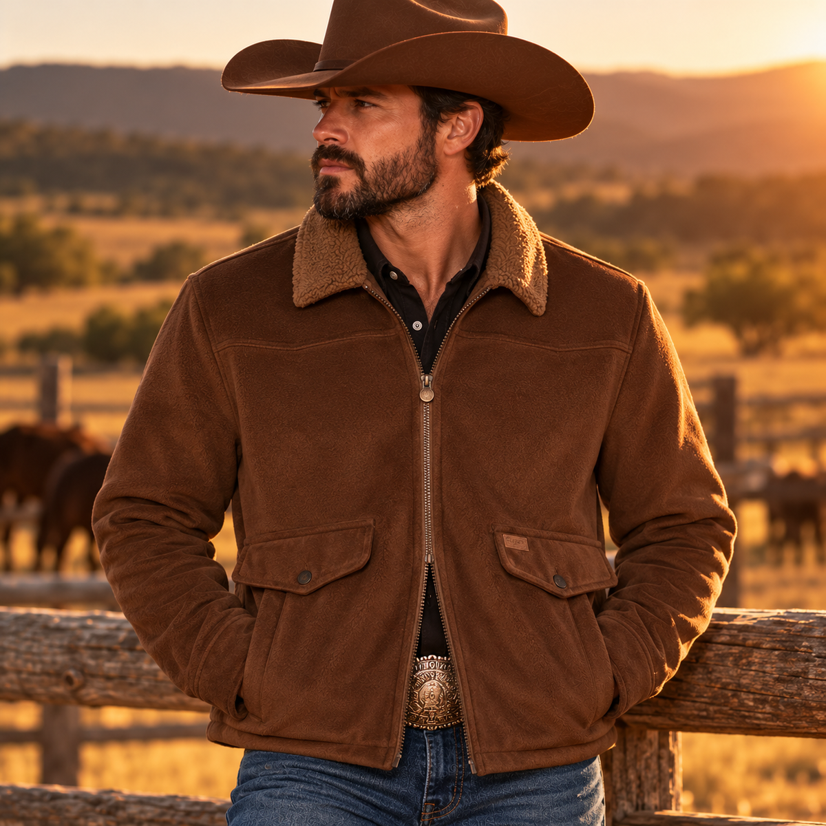 Men's Western Yoke Zip Jacket - front view