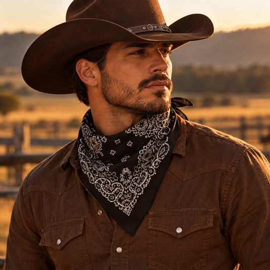 Western Paisley Bandana - black