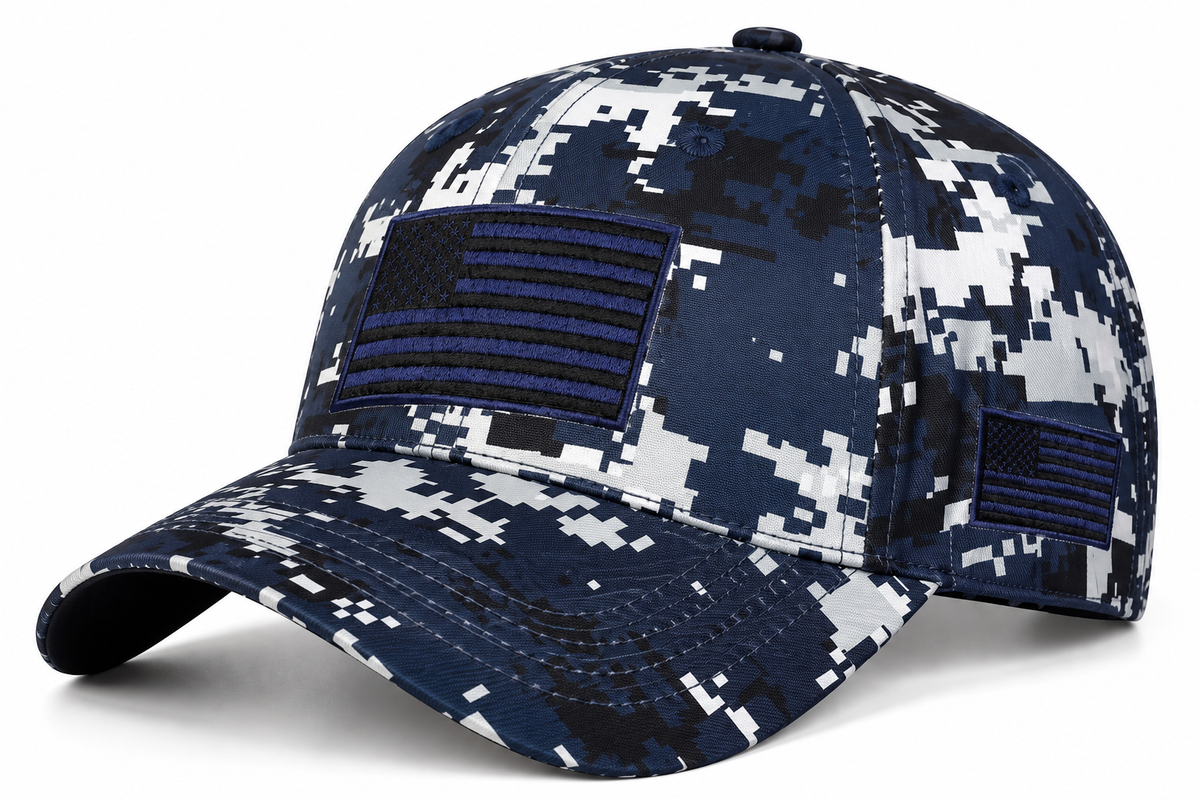 Men's Tactical Flag Patch Cap - camouflage blue