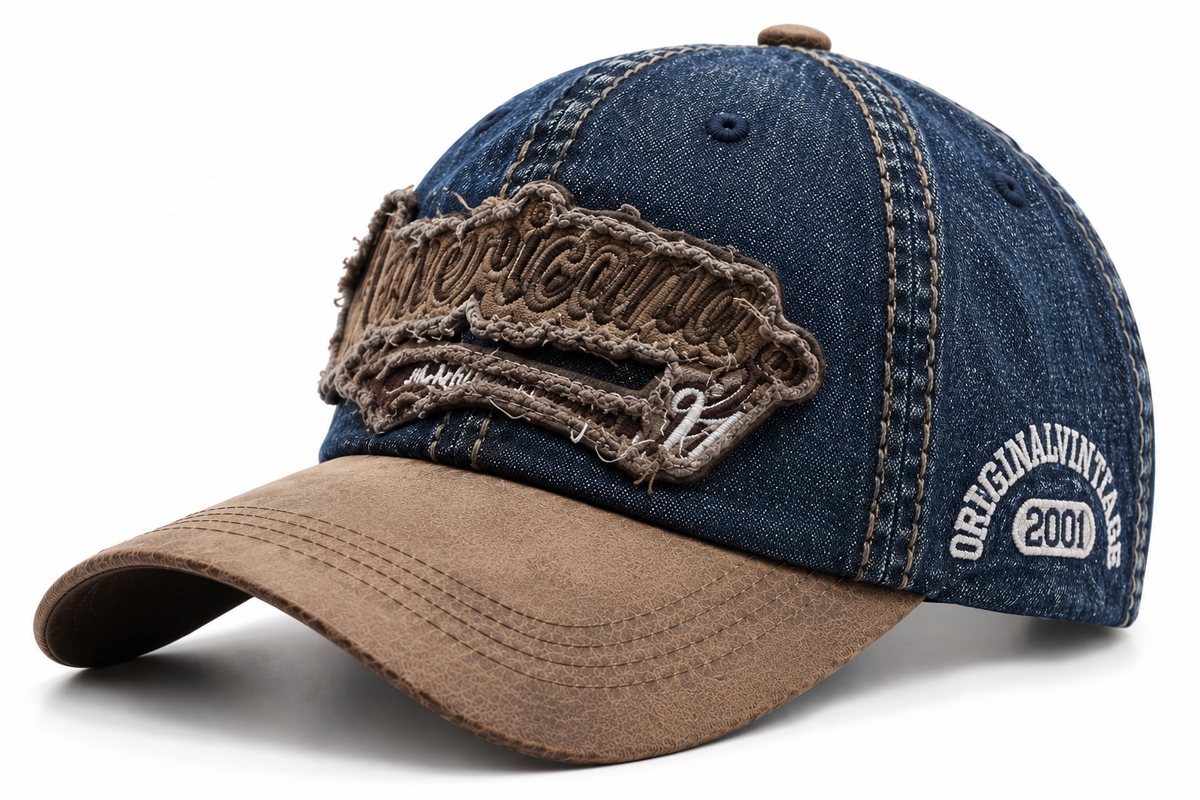 Men's Distressed America Patch Cap - dark navy